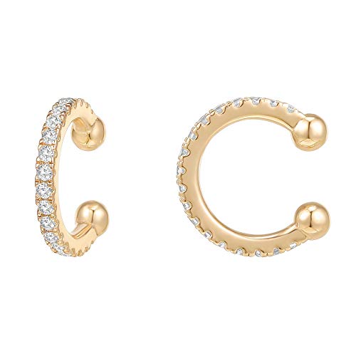 Pavoi 18K Gold Vermeil 925 Sterling Silver Cubic Zirconia Sparkling Round Huggie Ear Cuff Earrings In Yellow Gold #TOP13