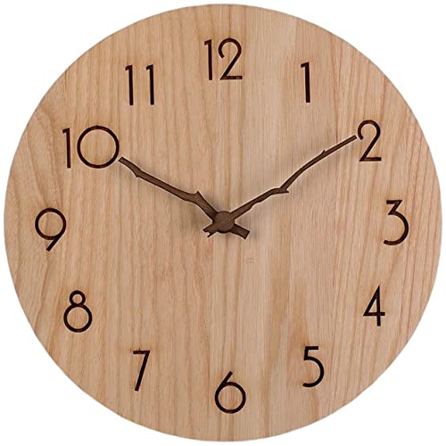matakoko315 高級 掛け時計 おしゃれ インテリア アンティーク 上質 天然木材 壁掛け時計 胡桃の木 ホワイトアッシュ アート 壁掛け 時計 見やすい 静音 レトロ 北欧 リビング かっこいい アナログ かけ時計 丸形 (天然無垢ホワイトアッシ
