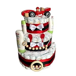 Luiertaartmagie – XXL racewagen luiertaart voor jongens in mooie kleuren babygeschenk babyshower doop geboorte souvenir