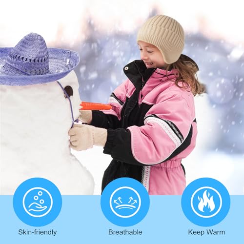 4 Pack Baby Hat and Glove, Unisex Winter Baby Toddler Hat Glove Set, Kids Winter Beanies with Gloves Knitted Beanie Hats Soft Toddler Beanie Cap Gloves Set for Boys Girls, Age 6 to 144