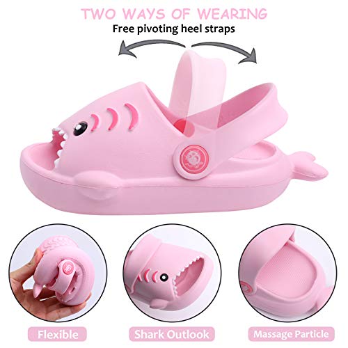 Kid's Garden Clogs Boys Girls Lightweight Open Toe Beach Pool Slides Sandals Little Baby Cute Cartoon Shark Shower Slipper Toddler Non-Slip Summer Slippers Water Shoes #TOP2