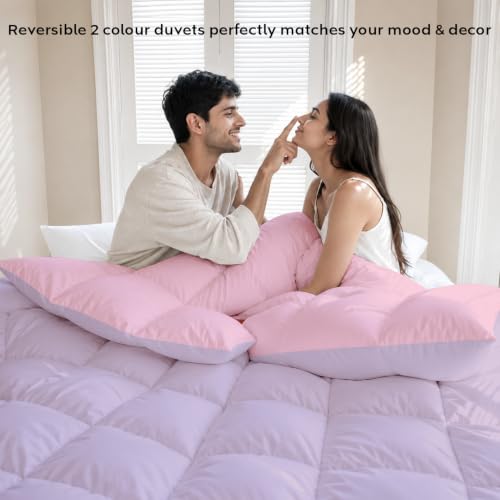 Image of AYKA Reversible Comforter 220 GSM Microfiber Reversible AC Comforter /Blanket for Winter /Quilt /Dohar /Duvets for King Size Blanket /Comforter Double Bed (Mauve & Cameo, 90 * 100)