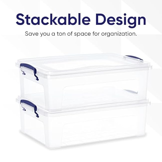 Superio Clear Storage Box with Lid, 22 Quart Plastic Container Bins for Organizing, Stackable Crate, Organizer for Home, Office, School, and Dorm