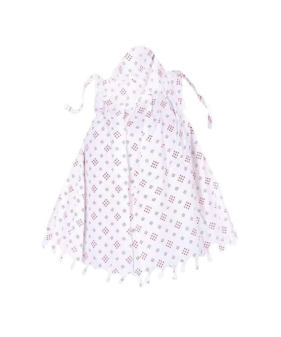 Image of Cotton Long Scarf Cum Mask Scarves Usable for Vehicle Driver | White Printed Design Fabric | Universal Size | Soft & Breathable Sun Protection | For Girl & Women