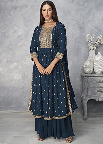 Image of Xomantic Fashion Women's Ethnic Wear Nyra Cut Embroidery Kurti plazzo and Dupatta set