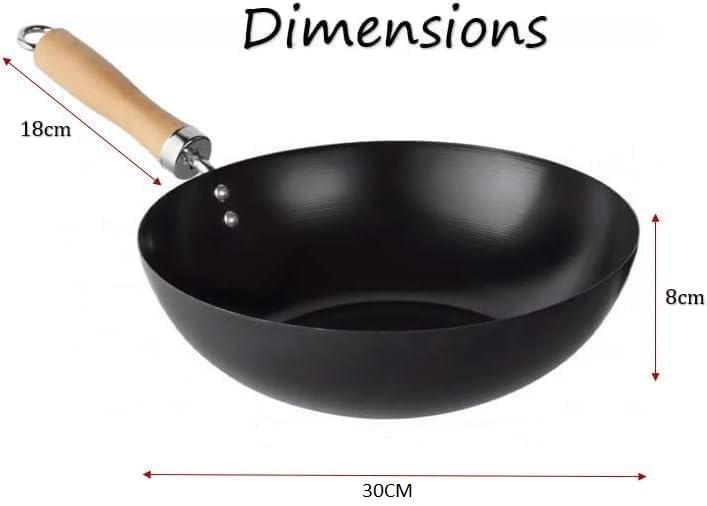 Image of Lucario Carbon Steel Wok Wok Pan, Non-Stick Surface Woks & Stir-Fry Pans Pre-Seasoned Chinese Wok Pan for Induction, Electric, Gas Stoves Cooking (30CM,11.8 inch)