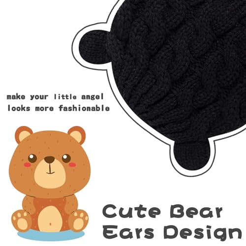 Image of RAOEXI Unisex Baby Toddler Hat and Mitten Set Winter Knitted Thick Warm Beanie Cap Gloves for Infant Boys Girls