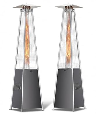 HUGROVE Pyramid Patio Heater, 48,000 BTU Rapid Heating Outdoor Propane Heater With Wheels and Weatherproof Cover, Triple Protection System for Patio, Backyard, Garden, Pool