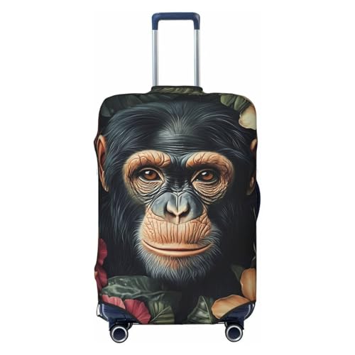 Monkey Floral Elastic Travel Luggage Cover, Washable Spandex Suitcase Protector, Anti-Scratch Fits 18-32 Inch