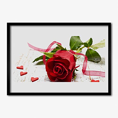 Affiche avec cadre murale salon design rose flower nature 100x70