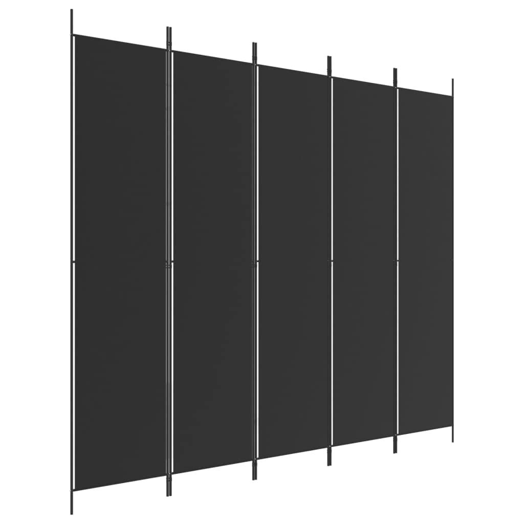 Lot de 5 paravents noirs 250 x 220 cm - En tissu - Moderne - Pour intérieur et balcon - Brise-vue - Vestiaire privé - Pour salon, chambre à coucher - Polyvalent