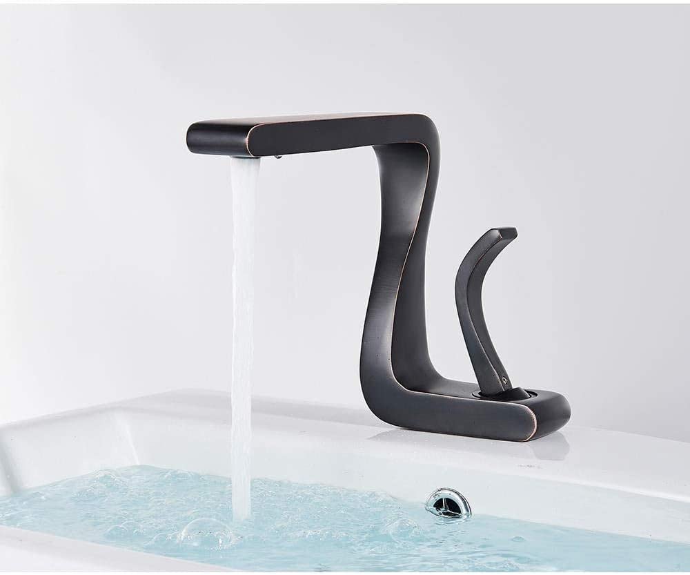 Robinet de lavabo mitigeur froid chaud bronze noir un trou pour salle de bain