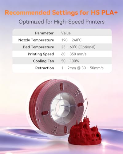 Image of VOXELAB HS PLA+ Filament 1.75mm, High Speed PLA Plus 3D Printer Filament, 1kg (2.2lbs) for Most FDM 3D Printers, Enhanced Toughness & Smooth Printing, Superior Layer Adhesion(Ruby Red)
