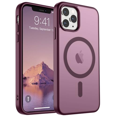 Image of SUPFINE Magnetic for iPhone 11 Pro Max Case Wine Red | (Compatible with MagSafe)(Military Grade Drop Protection)Shockproof Translucent Matte Phone Cover