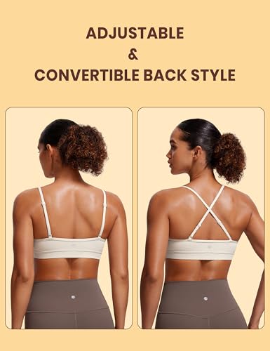 Image of CRZ YOGA Butterluxe V Neck Sports Bras | Light Support, Removable Pads, Yoga, Extremely Soft, Square Back, Adjustable Spaghetti Straps, for Women