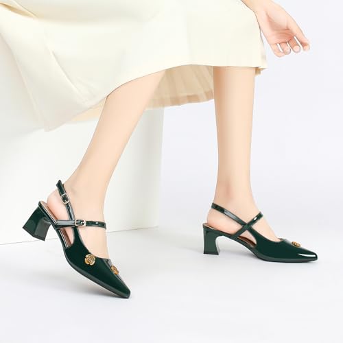 Heels for Women Block Chunky Platform High Heels Closed Pointed Toe Ankle Strap Dressy Comfortable Formal Dress Pump Shoes