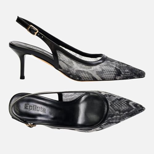 Image of Mesh Kitten Heels for Women Slingback Design with Pointed Toe Breathable and Stylish Elegant Low Heel for Comfort