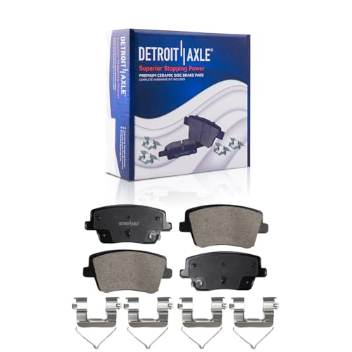 Image of Detroit Axle - Rear Brake Kit for Hyundai 2019-2022 Veloster N, 11.81 inch inch Disc Brake Rotors Ceramic Brakes Pads with Hardware 2020 2021 Replacement