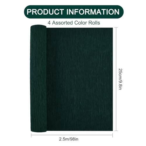 Image of BEISHIDA Christmas Crepe Paper Roll, Red Green White 4 Rolls Crepe Paper