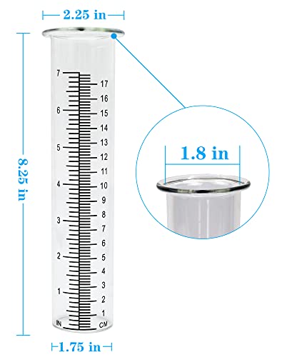 Lueudu 7" Glass Rain Gauge Replacement Tube, 8.25 X 2.25 X 1.75 Inches Rain Gauge For Outdoor Garden Yard Home, 2Pcs #TOP2