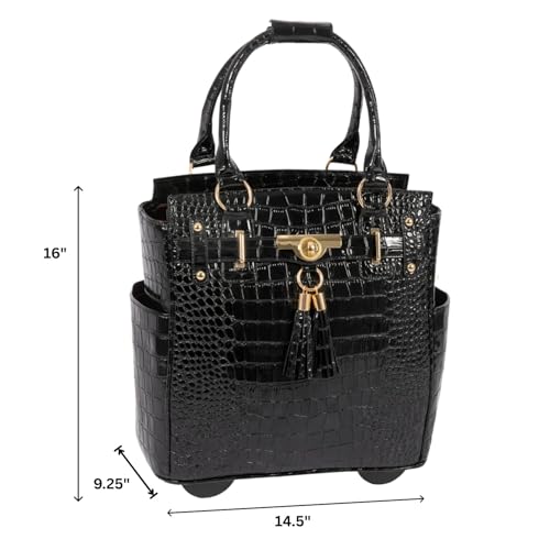 Image of JKM & Company Rolling Laptop Bag for Women | Designer Wheeled Briefcase | Fits 13-17 inch Laptops | Office Travel Computer Case