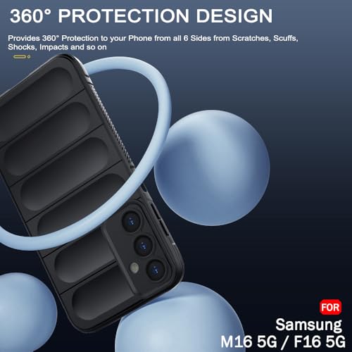 Image of TheGiftKart Liquid Silicon Back Cover Case for Samsung Galaxy M16 5G / F16 5G | Shockproof Military Grade Protection | Micro-Fibre Cloth On Inner Side | Anti-Slip Grip Back Cover Case (TPU, Black)