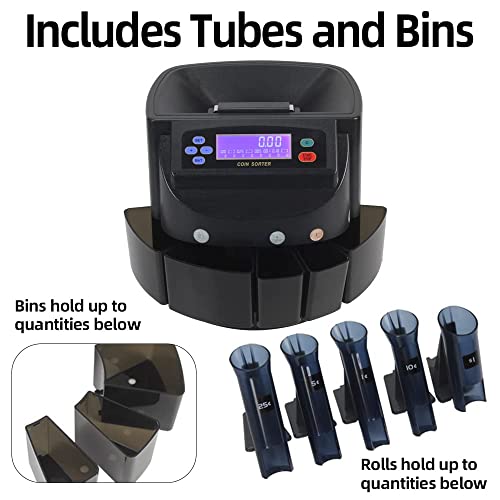 Xindabill Xd-9005 Professional Usd Coin Counter Machine Automatic Coin Sorter And Wrapper/Roller Equipment With Bin,Tube And Lcd Display #TOP2