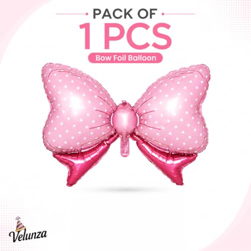 Image of Pink Bow Foil Balloon for Birthday Decoration | Pack of 1 Pcs