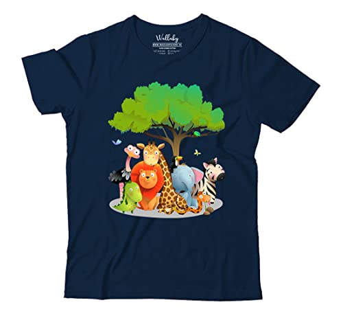 Image of Boys & Girls Cute Jungle Animals Theme 100% Cotton Unisex Kids T-Shirt