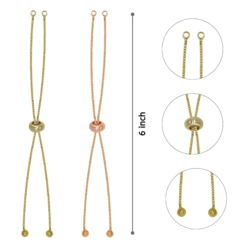 Image of SATRA TRADERS Brass Adjustable Slider Chain With End Stopper Bracelet | Size : 4inch | Qty : 2pcs | B3