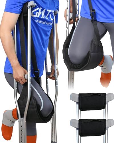 Caredgitz Crutches Knee Support, Adjustable Crutch Knee Sling with Pads for Surgery Recovery, Alternative to Scooter & Knee Crutch for Non Weight Bearing, Crutches Accessories for Ankle/Foot Injuries