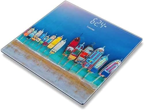 Beurer GS 215 Boats Glaswaage, digitale Personenwaage mit Magic-Display, Dot-Matrix-Anzeige… – Ansicht 1