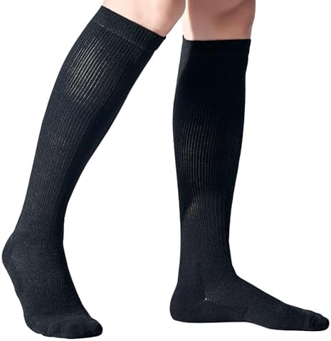 Y2Y2 Knee High 10-15 mmHg Walk Graduated Compression Socks 2-Pack Men's Black, Shoe size 7-12 - 1