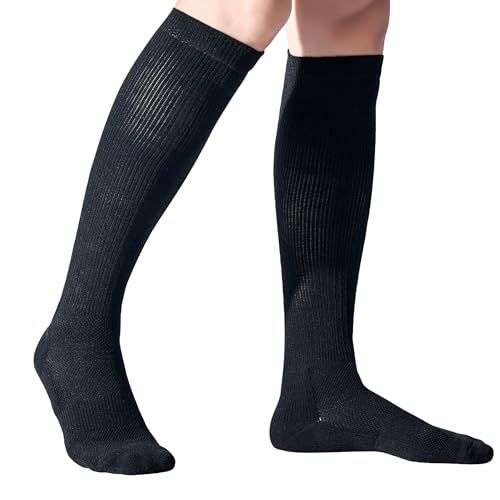 Y2Y2 Knee High 10-15 mmHg Walk Graduated Compression Socks 2-Pack Men's Black, Shoe size 7-12