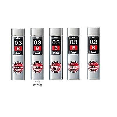 Pentel Ain Mechanical Pencil Leads 0.3mm B, 5 Pack/total 75 Leads Value Set