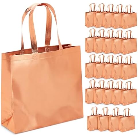 24-Pack Rose Gold Reusable Gift Bags Cover