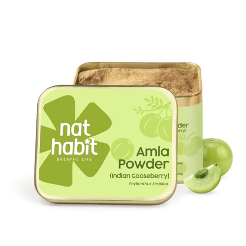 Image of Nat Habit 100% Pure Amla Powder 125g | Phyllanthus Emblica | 4X Vitamin C Power with Nutri-Preserve Technology | Ultra Fine Grind for Hair Growth, Hair Fall Control & Skin Brightening