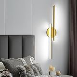 Mckalen Aplique Pared Interior Moderno LED, 24W 2700LM Lámpara de Pared Dorado,...
