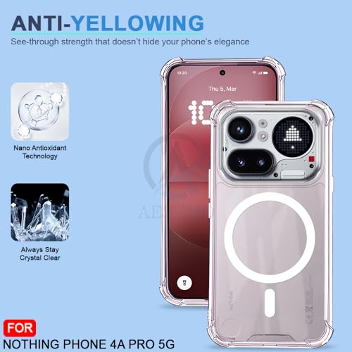 Image of AESTMO Clear Back Cover for Nothing Phone 4A Pro | 360 Protection | Transparent Back Cover for Nothing Phone 4A Pro (PC + TPU, Compatible with MagSafe Accessories, Transparent Bumper)