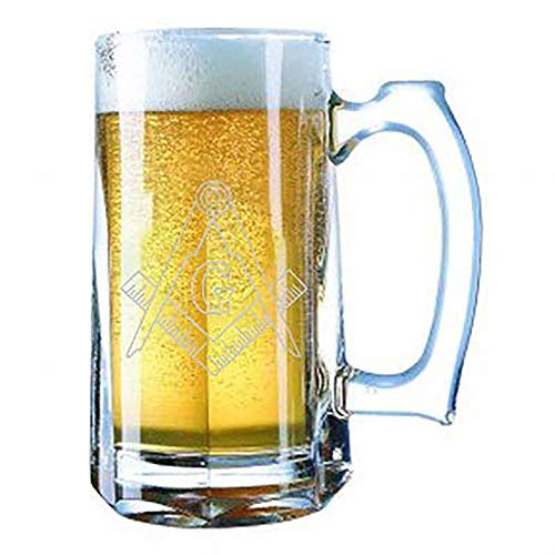 Hat Shark Giant Laser Engraved Beer Mug 28 Ounces Beer Stein - Mason Masons Masonic Live Better Logo Symbols