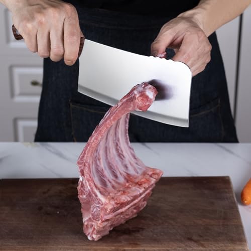 Meat Cleaver Knife, 7 Inch Butcher Knife, Heavy Duty Bone Chopper - Image 6
