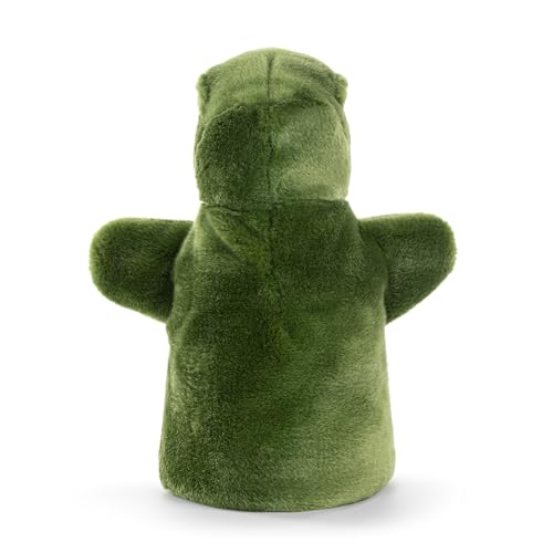 Image of DEMDACO Animalcraft 11 x 8 Inch Soft Polyester Plush Huggable Stuffed Animal Hand Puppet, Green and Tan, Rex The T-Rex