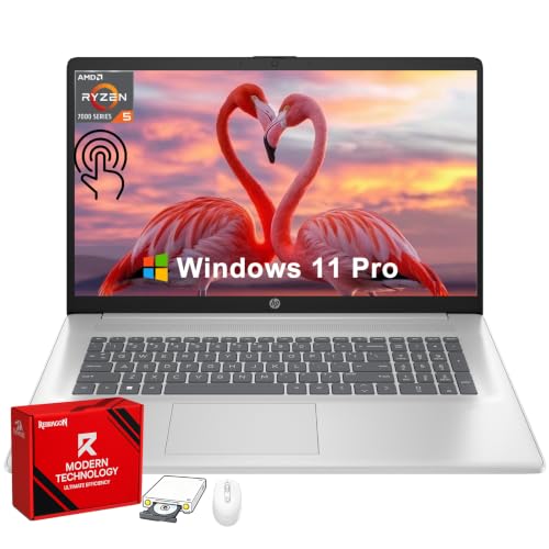 Image of HP 17.3 inch Touchscreen Laptop, 16GB RAM, 1TB SSD, AMD Ryzen 5 7430U CPU | Fast Charge, AI Copilot Key, HDMI, Wi-Fi 6, Large Display, Windows 11 Pro Computer for Business & Home w /Accessories