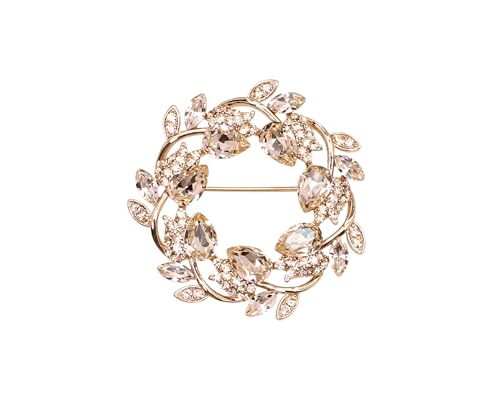 Image of Faship Gorgeous Rhinestone Crystal Floral Wreath Brooch Pin