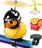 EMPATHECH Rubber Duck Bike Decorations Stable Clamp Mount Cute Duck Bike Bell Two Helmet Propeller Bike Accessories e Scooter Accessories Motorcycle Accessories Cycling Gifts Black Shark