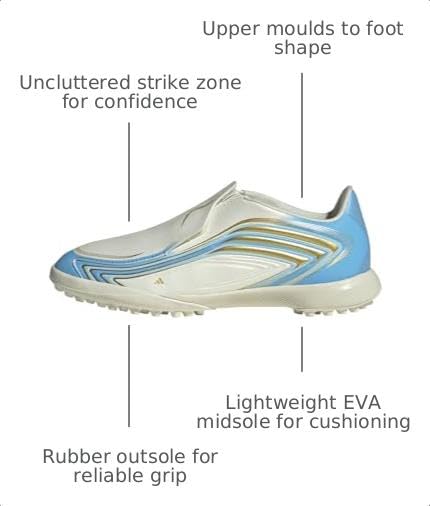 adidas Unisex-Kids F50 Messi League Laceless Turf, IvorySemiBlueBurstIceyBlue, 3 - image 3