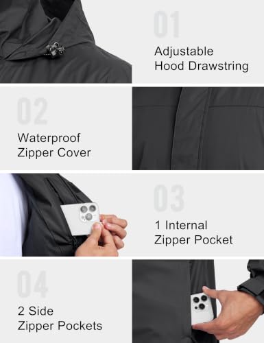 Image of Little Donkey Andy Men's Waterproof Rain Jacket Outdoor Raincoat for Hiking