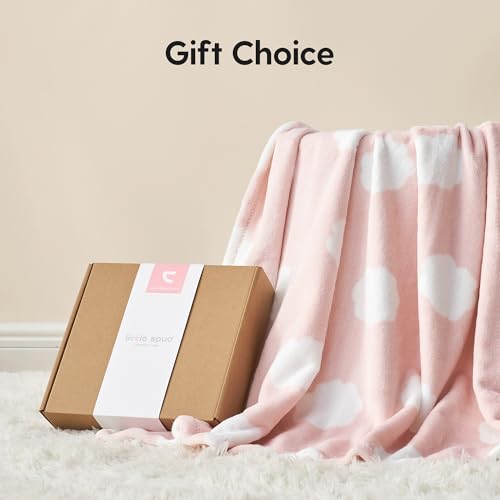 Image of Baby Blankets for Girls and Boys, Soft Milky Plush Fleece Baby Blanket, Receiving Blankets and Swaddle Blankets for Newborns, 30 * 40 Inch, Pink Clouds