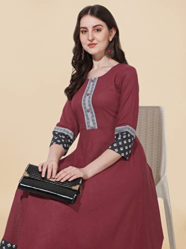 Image of MIRCHI FASHION Women's Straight Fit Rayon Sequins Embroidered and Polka Dots Printed Kurti Only