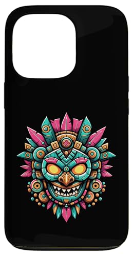Colorful Aztec Tribal Mask Art Graphic Carcasa para iPhone 13 Pro